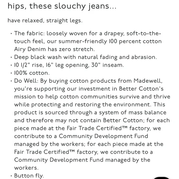 Madewell Low Slung Straight Leg Denim Jeans. Black size 32 - Picture 7 of 7